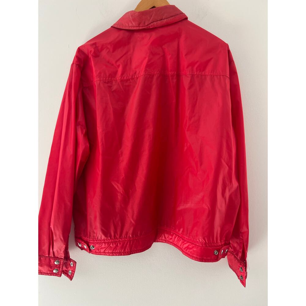1970s Vintage Sportcastor Button Down Utility Rain Jacket True Red XL JL - Picture 7 of 11